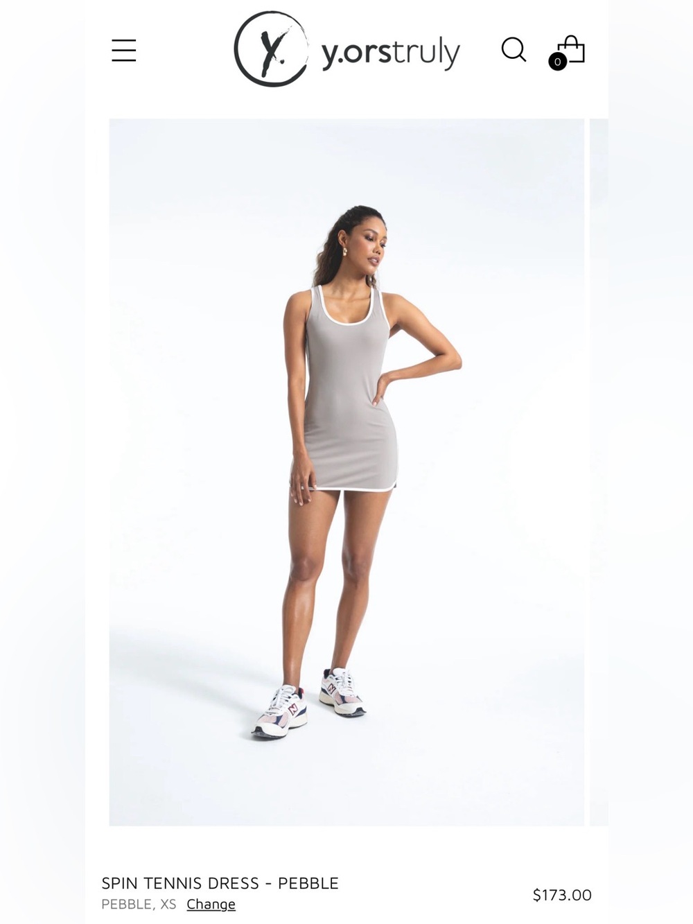 Y.orstruly Taupe Mini Dress with White Trim